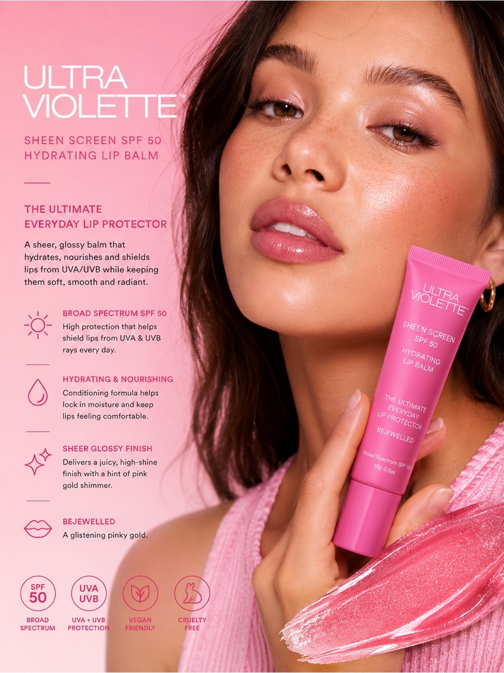 Ultra Violette Sheen Screen SPF50 Hydrating Lip Balm - Bejewelled